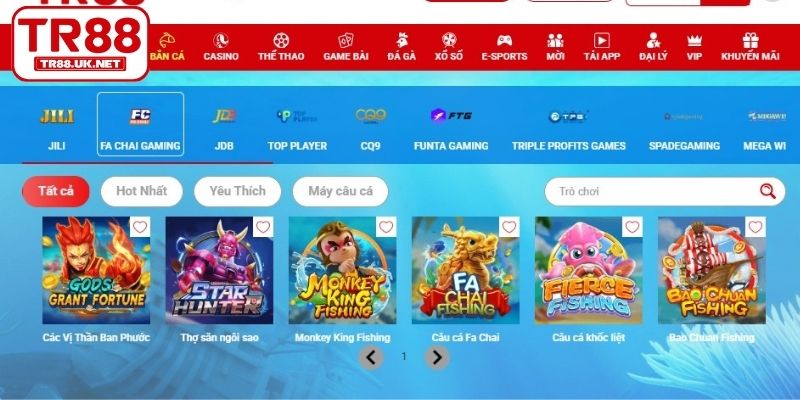 Các game bắn cá TR88 nổi bật được ưa chuộng