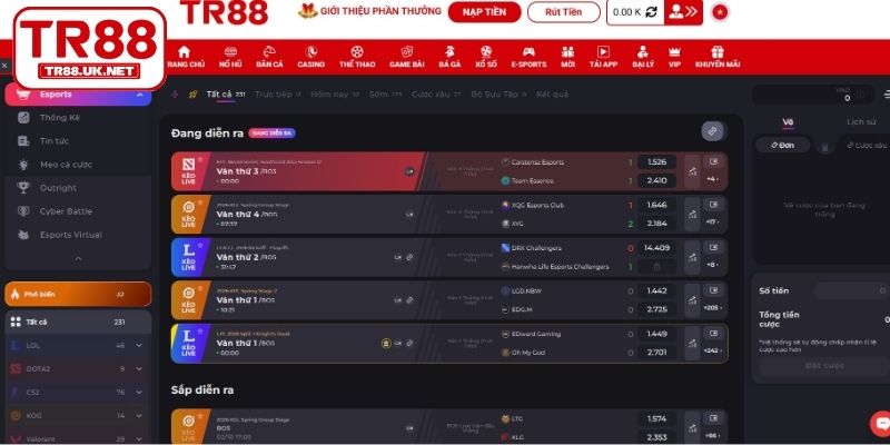 Top game thể thao điện tử tại TR88 đáng tham gia